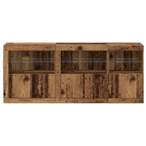 sideboard s LED svjetlima Starinsko drvo 162x37x67 cm Drvo predviđeno za obradu Cijena