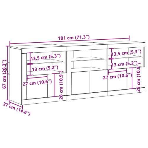 Sborg s LED svjetlima Staro drvo 181.5x37x67 cm Obrađeno drvo Cijena