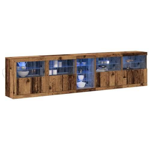 Sideboard s LED svjetlima Staro drvo 283x37x67 cm Obradni drveni materijal Cijena