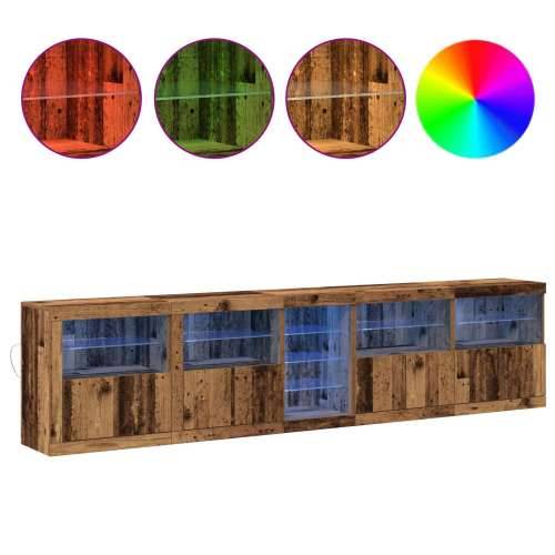 Sideboard s LED svjetlima Staro drvo 283x37x67 cm Obradni drveni materijal Cijena