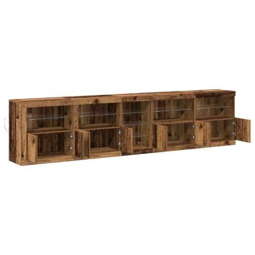 Sideboard s LED svjetlima Staro drvo 283x37x67 cm Obradni drveni materijal Cijena