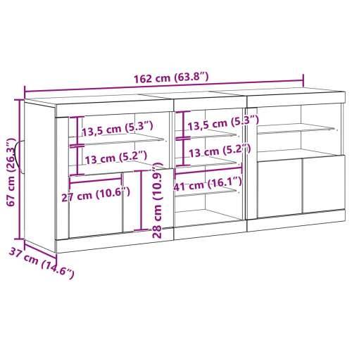 konzola s LED svjetlima Staro drvo 162x37x67 cm Cijena