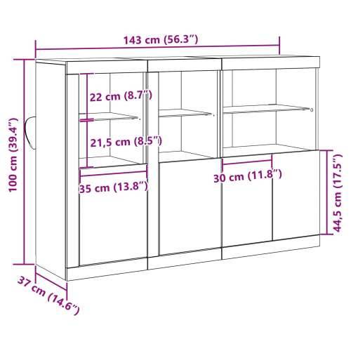 bife s LED svjetlima Staro drvo 142.5x37x100 cm obrađeno drvo Cijena