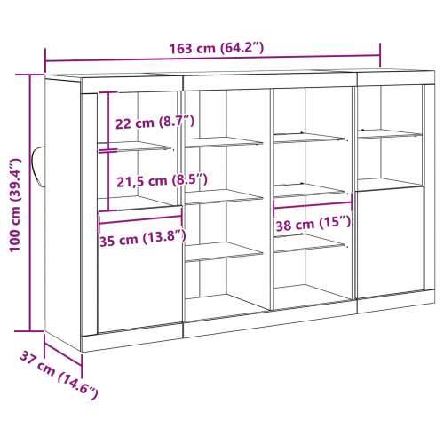 Sideboard s LED svjetlima Staro drvo 163x37x100 cm Inženjersko drvo Cijena