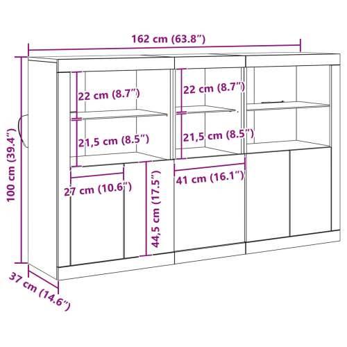Sideboard s LED Svjetlima Staro Drvo 162x37x100 cm Cijena