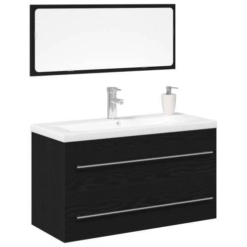 Ormar za Lavabo - Umivaonik s Ugrađenim Lavaboom Crni Hrast Konstruirano Drvo Cijena
