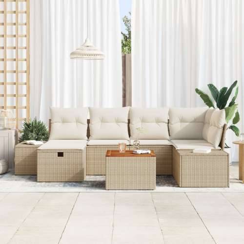 7-dijelni vrtni sofa set s jastucima Bež Poli ratan Cijena