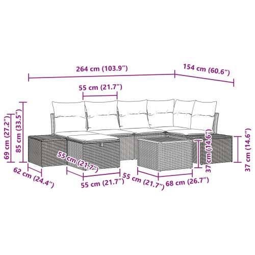 7-dijelni vrtni sofa set s jastucima Bež Poli ratan Cijena