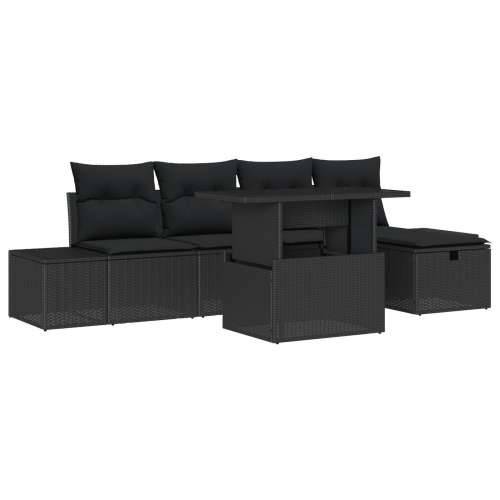 6 dijelni vrtni sofa set s jastučićima crni poli ratan Cijena
