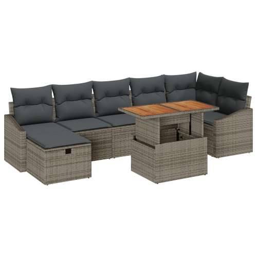 set od 8 vrtnih sofa s jastučićima siva poli ratan Cijena