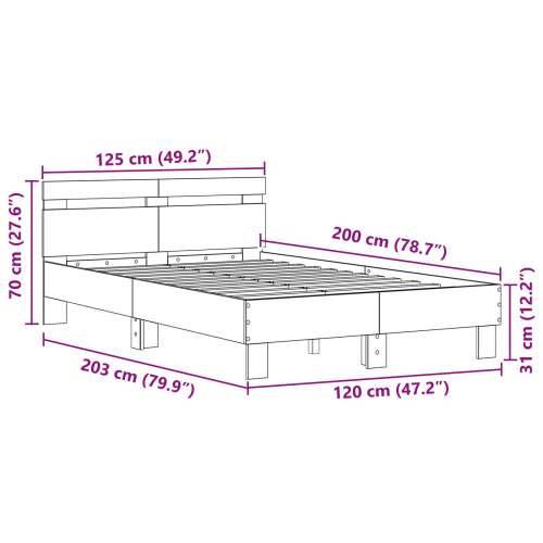Drveni okvir kreveta Prirodni Čvrsto drvo 120 x 200 cm Izdržljiv Cijena