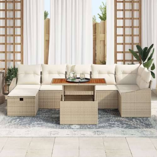 8-dijelni vrtni sofa set s jastučićima Bež poli ratan Cijena