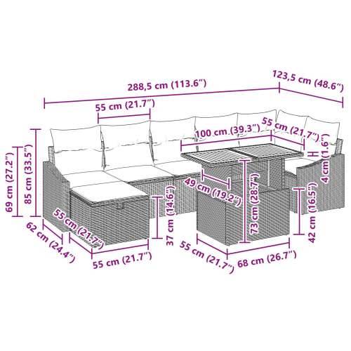 8-dijelni vrtni sofa set s jastučićima Bež poli ratan Cijena