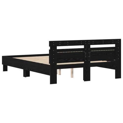 Crni okvir kreveta Crni hrast Drvo 140 x 190 cm Izdržljiv Cijena