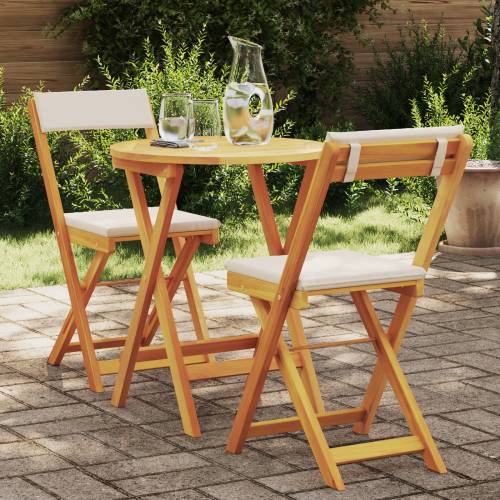 3-dijelni sklopivi bistro set s jastučićima od čvrstog bagremovog drva Cijena
