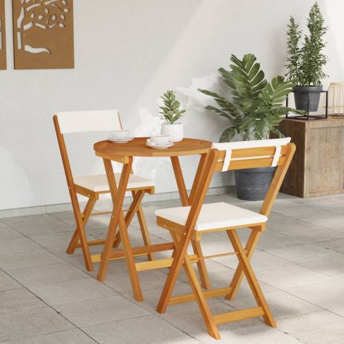 3-dijelni sklopivi bistro set s jastučićima od čvrstog bagremovog drva Cijena