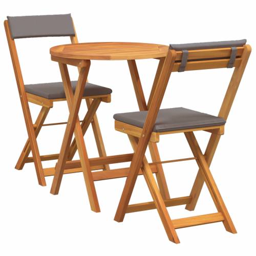 3 komada sklopivi bistro set s jastučićima od čvrstog drva akacije Cijena
