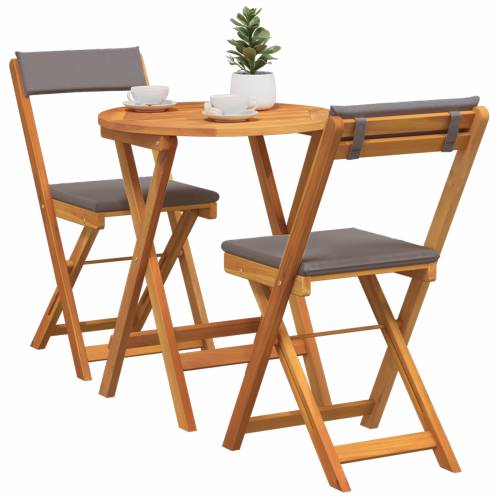 3 komada sklopivi bistro set s jastučićima od čvrstog drva akacije Cijena