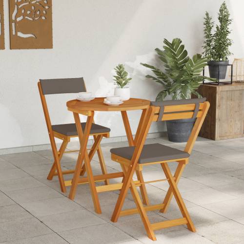 3 komada sklopivi bistro set s jastučićima od čvrstog drva akacije Cijena