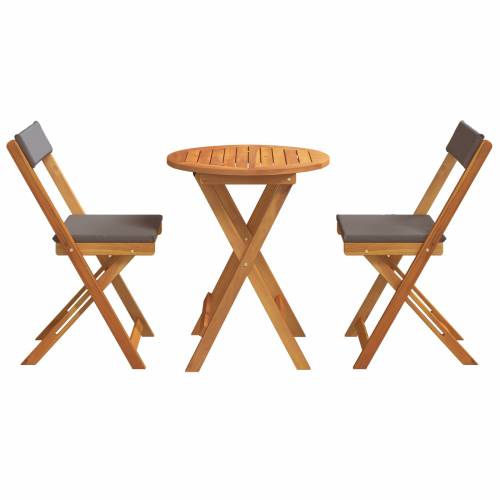 3 komada sklopivi bistro set s jastučićima od čvrstog drva akacije Cijena