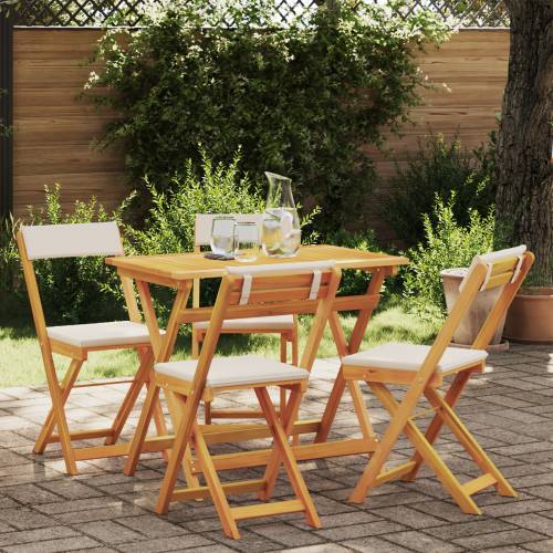 5-dijelni sklopivi bistro set s jastučićima od čvrstog drva bagrema Cijena