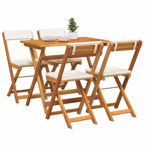 5-dijelni sklopivi bistro set s jastučićima od čvrstog drva bagrema Cijena