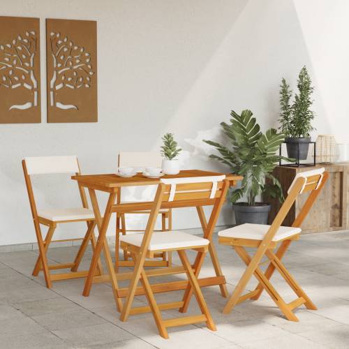 5-dijelni sklopivi bistro set s jastučićima od čvrstog drva bagrema Cijena