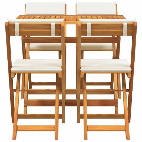 5-dijelni sklopivi bistro set s jastučićima od čvrstog drva bagrema Cijena