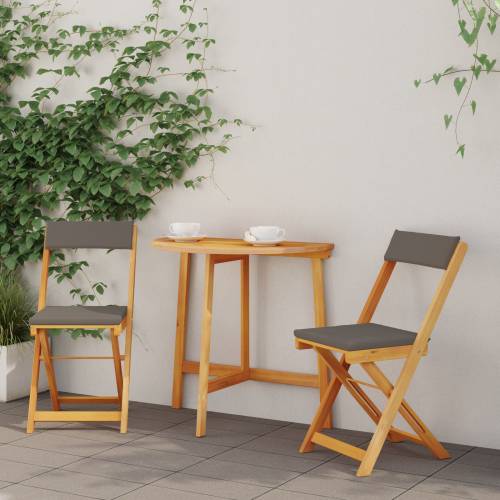 3 Dijelni Sklopivi Bistro Set s Jastučićima od Čvrstog Drva Akacije Cijena