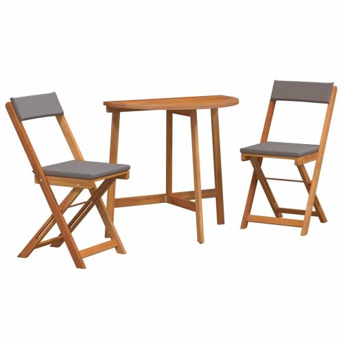 3 Dijelni Sklopivi Bistro Set s Jastučićima od Čvrstog Drva Akacije Cijena