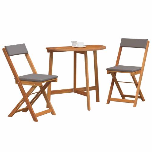 3 Dijelni Sklopivi Bistro Set s Jastučićima od Čvrstog Drva Akacije Cijena