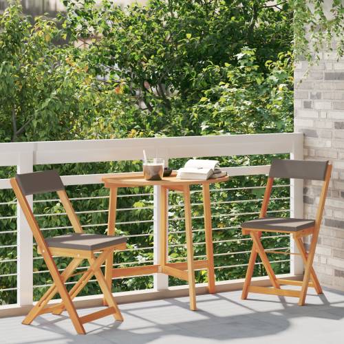 3 Dijelni Sklopivi Bistro Set s Jastučićima od Čvrstog Drva Akacije Cijena