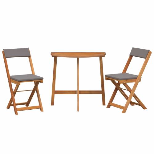 3 Dijelni Sklopivi Bistro Set s Jastučićima od Čvrstog Drva Akacije Cijena