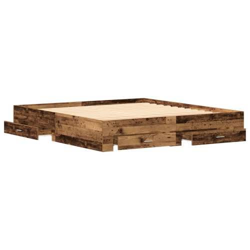 Okvir kreveta s ladicama staro drvo 180x200 cm inženjerska drvo Cijena