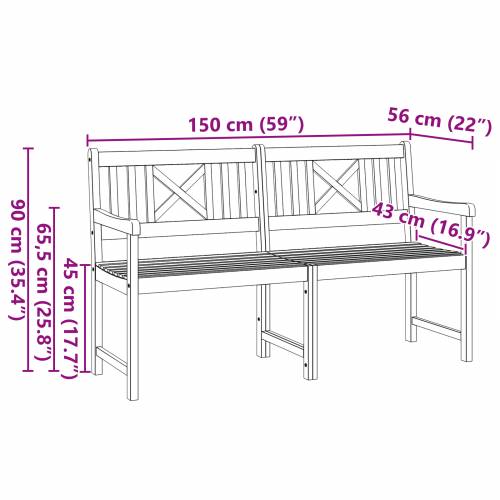 Vrtna klupa 150x56x90 cm Čvrsto drvo akacije Cijena