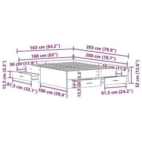 okvir kreveta s ladicama Staro drvo Konstruirano drvo 160 x 200 cm Cijena