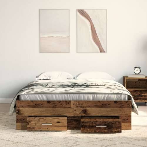 Krevet s Ladicama Stari Drvo 120x200 cm Konstruirano Drvo Cijena