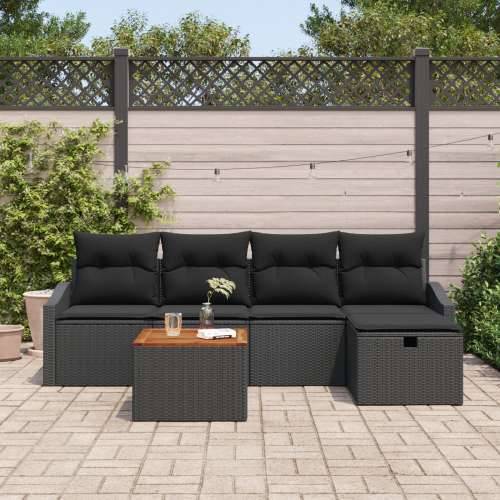 set od 6 dijelova vrtnih sofa s jastučićima Crni poli ratan Cijena
