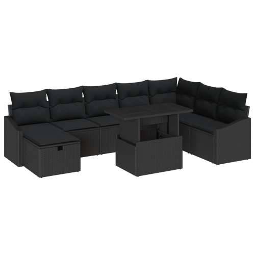 9 komada vrtni sofa set s jastuком crni poli ratan Cijena