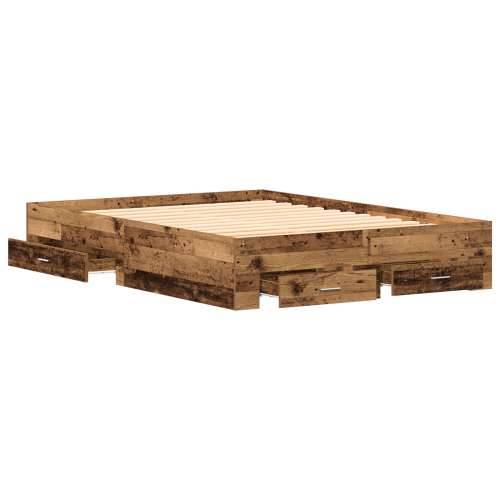 Okvir kreveta s ladicama Stari drvo 135x190 cm Konstrukcijsko drvo Cijena