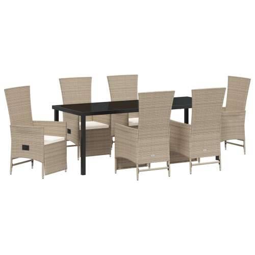 Set od 7 dijelova vrtne blagovaonske garniture s jastučićima bež poli ratan Cijena