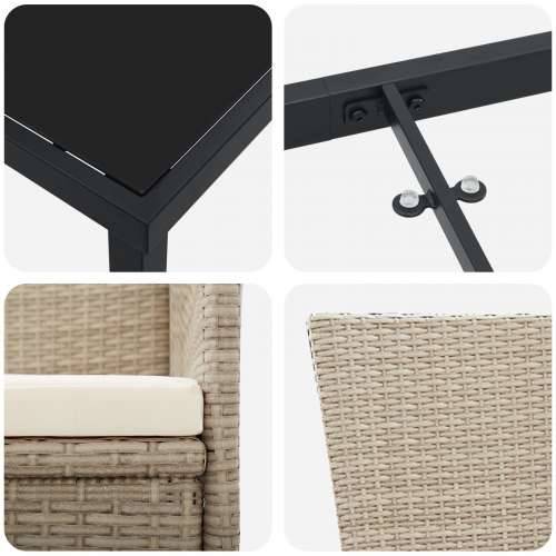 Set od 7 dijelova vrtne blagovaonske garniture s jastučićima bež poli ratan Cijena