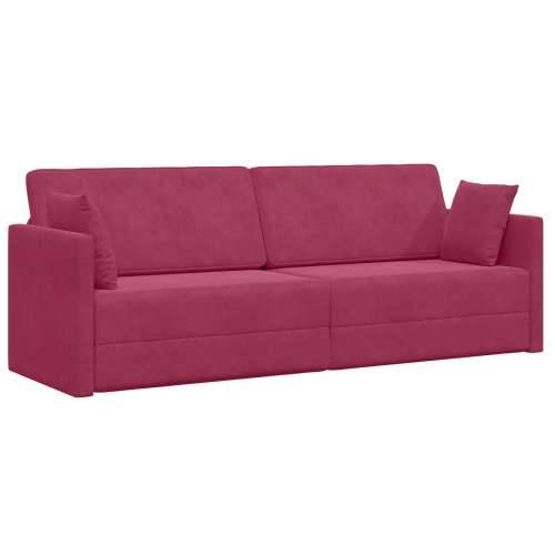 Kauč na podu na razvlačenje 2-u-1 Vinska crvena 213x144x60 cm Pliš Cijena