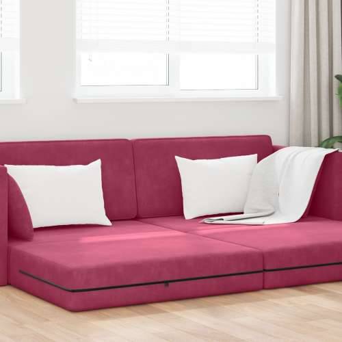 Kauč na podu na razvlačenje 2-u-1 Vinska crvena 213x144x60 cm Pliš Cijena