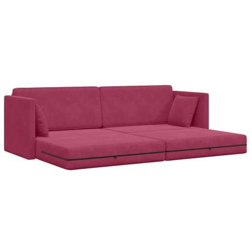 Kauč na podu na razvlačenje 2-u-1 Vinska crvena 213x144x60 cm Pliš Cijena