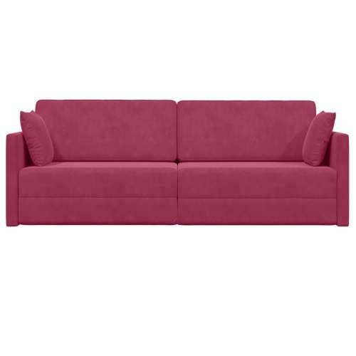 Kauč na podu na razvlačenje 2-u-1 Vinska crvena 213x144x60 cm Pliš Cijena