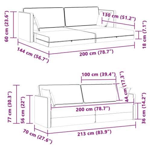 Kauč na podu na razvlačenje 2-u-1 Vinska crvena 213x144x60 cm Pliš Cijena