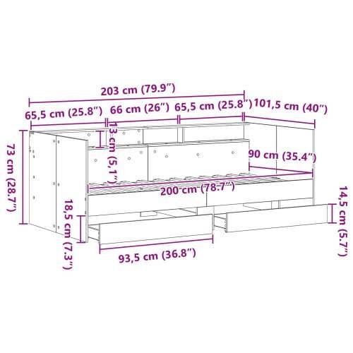 Krevet na dan s ladicama Artisan oak Konstruirano drvo 90 x 200 cm Cijena