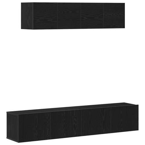 set TV kabineta od 6 komada zidni crni hrast konstruirano drvo, crni hrast TV stalak 80x30x30 cm od konstruiranog drveta, zidni  Cijena