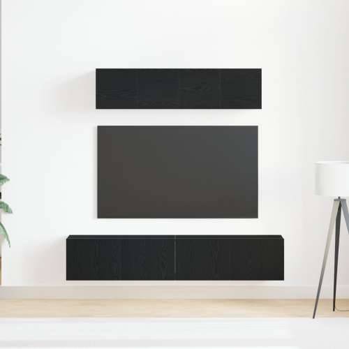 set TV kabineta od 6 komada zidni crni hrast konstruirano drvo, crni hrast TV stalak 80x30x30 cm od konstruiranog drveta, zidni  Cijena